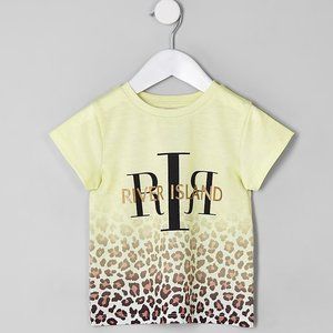 River Island Toddler Girls White RI Leopard Print T-Shirt